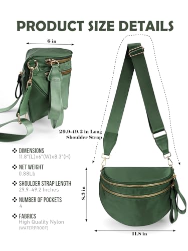 Pure Colour Crossbody Bag Bum Bag for Women,Spacious Purse Fanny Packs Belt Bag,Oversized Bum Bag (Colour Bum Bag-Bean Green) - color: Colour Bum Bag-Bean Green