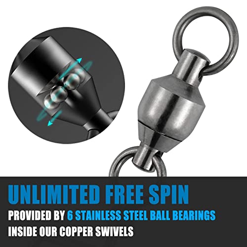 Dr.Fish Fishing Snap Swivels Ball Bearing Swivels Fishing Tackle Saltwater & Freshwater Coast-Lock Lure Snap Clips Terminal Tackle Line Leader Connector Accessories - size: #9-440LB(3.6")