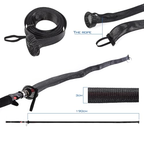 2 Sets Baitcasting Reel Bags with Fishing Rod Sleeves Universal Fishing Pole Sleeves and Reel Pouch Combo Portable for Fly Fishing/Sea Fishing/Throwing Fishing/Rotating Fishing Rods