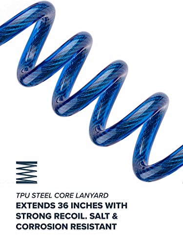 Rogue Endeavor® Fish Stringer Clip, Large, Stainless Construction, Quick Release 36” Steel Core Lanyard, Designed for Spearfishing, Kayak Fishing & Scuba Diving and All Fish Types - color: Blue- Heavy Duty