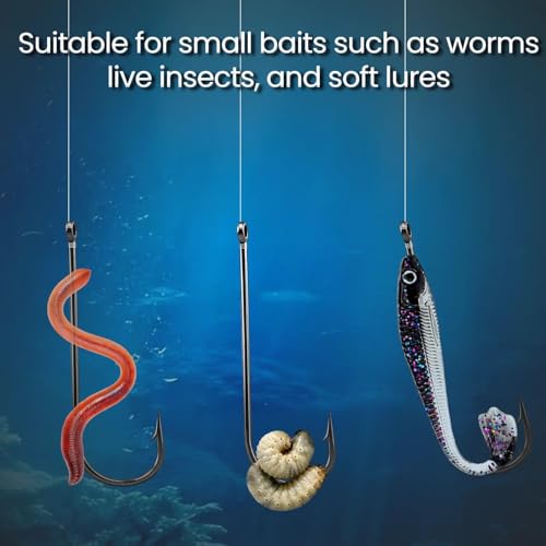 FishTrip 100 Pack Aberdeen Fishing Hooks Freshwater, Long Shank Light Wire Worm Hooks - Live Bait Hooks for Sunfish Bass Trout Crappie Bream Panfish Bluegill Size 16#-6/0 - size: 1/0_100pcs