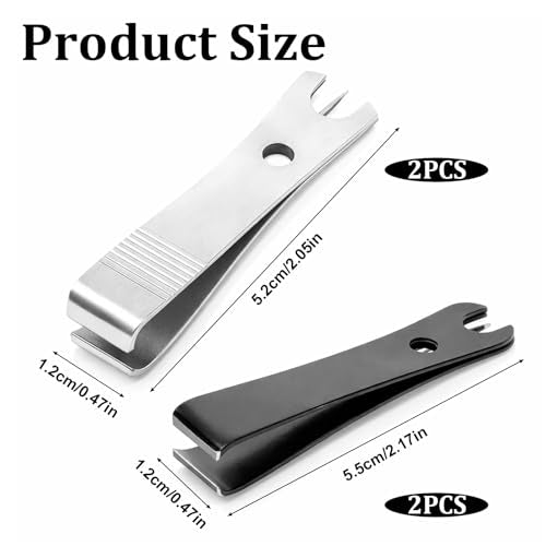 2Pcs Black Silver Stainless Steel Fishing Line Cutter Nipper with Hook Eye Cleaner Pin, Multi Functional Fly Fishing Tool, Compact Fishing Line Scissors (51 * 11.5mm)