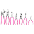 WORKPRO 7-Piece Pliers Set - Pink Ribbon | Groove Joint Plier, Long Nose Plier, Slip Joint Pliers, Linesman Pliers, Diagonal Pliers for DIY & Home Use - color: Gray, Pink