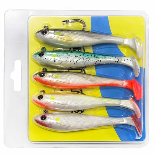 Kmucutie Pre-Rigged Soft Fishing Lures，All-Conditions Paddle Tail Swimbaits for bass and Walleye，Fishing Bait for Freshwater Saltwater - size: 3.5 INCH --0.45 OZ