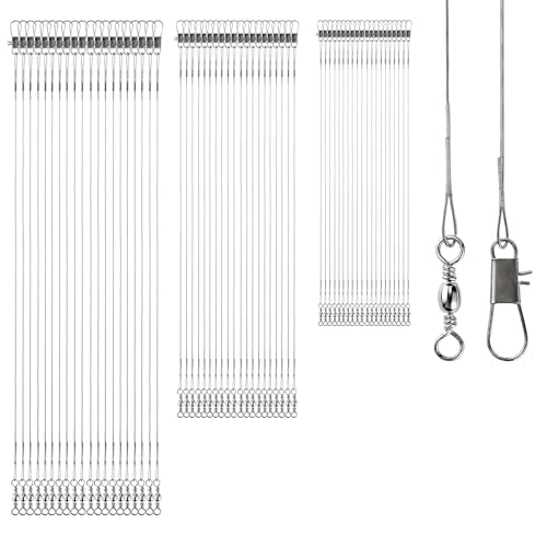 AMYSPORTS High Strength Fishing Leaders Rig Heavy Duty Fishing Leader Saltwater Line Stainless Wire Leaders Steel White Nickel 60pcs