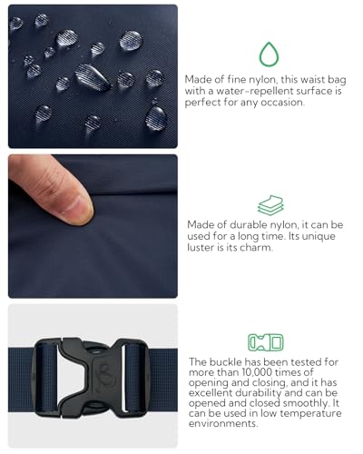 WATERFLY Fanny Pack Waist Packs: Large Crossbody Fanny Packs for Women Men with 5 Zipper Pockets Adjustable Strap Waist Bags Hip Pack for Traveling Cycling Running Hiking-Navy Blue - color: Navy blue