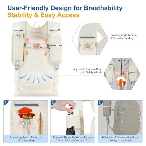 BECOJADDE Hiking Backpack 15L Small Backpack Packable Day pack Water Resistant Lightweight Travel Backpack for Women Men with Shoulder Strap Pockets for Hiking Camping Outdoor, Beige - color: Beige, size: 15L