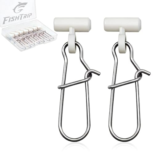 FishTrip Sinker Slides for Fishing Rigs - 25/50/100pcs Duo Lock Snaps for Fishing Line Heavy Duty Weights Sinkers Saltwater Connector Accessories - color: White Duo-Lock Snap, size: S#_100pcs