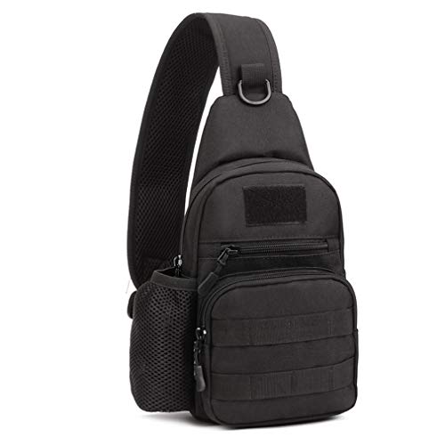 Hebetag Leather Sling Bag Crossbody Backpack for Men Women Travel Outdoor Camping - color: #31black(nylon)