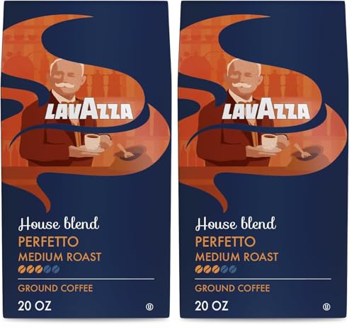 Lavazza Perfetto Ground Coffee Blend, Dark Roast, Value Packet, Caramel flavor with Dark and Velvety Texture, 100% Arabica, 20 Ounce (Pack of 2) - size: 20 Ounce (Pack of 2)