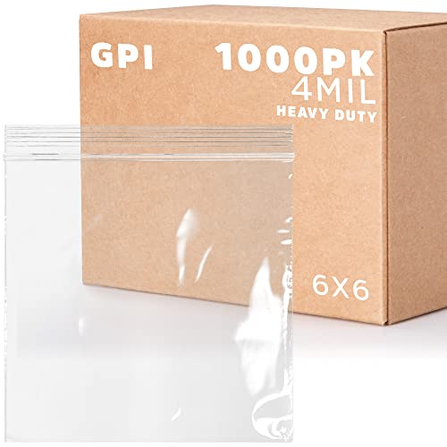 6" x 6" Heavy-Duty Zip Bags - 200 Count - Clear Plastic Reclosable Zipper Baggies, 4 Mil Thick Freezer Storage Poly Bags with Resealable Zip Top Lock for Packaging Food, Tools & Sharp Objects. - size: 6" x 6"
