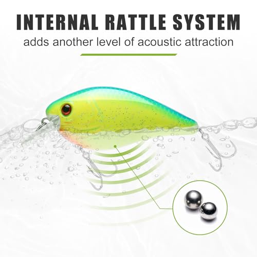 TRUSCEND Shallow or Deep Diving Crankbait with BKK Hooks, Wobble Fishing Lures for Bass Trout Crappie Walleye, Sinking Lipless Vibe Crank Bait for Bass Pike, Amazing Swimbait for Family Fishing - color: A-2.75"-0.5oz