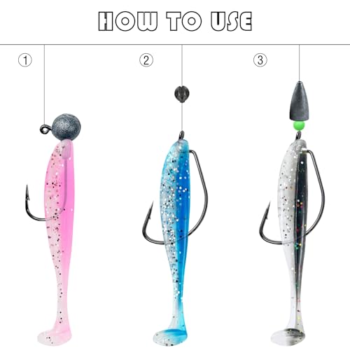 Fishing Soft Plastic Lures | Paddle Tail Swim Baits, Swim Baits for Bass Fishing, Paddle Tail, Crappie Lures - color: F-100PCS