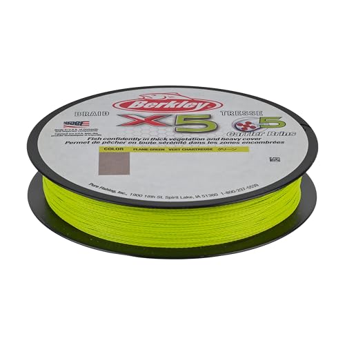 Berkley x5 Braid Fishing Line - color: Flame Green - NEW, size: 328yd, style: 30lb