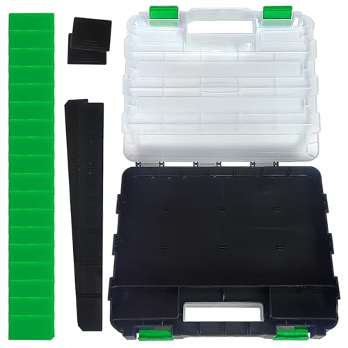 Tools Organizer Box Small Parts Storage Box 50-Compartment Double Side Hardware Organizers with Removable Plastic Dividers for Screws, Nuts, Nails, Bolts, Green - color: Green