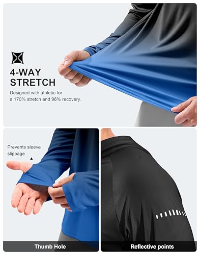 Men's Sun Protection Hoodie Shirts Long Sleeve UPF 50+ Swim Shirts for Men Rash Guard Fishing Shirt Quick Dry - color: Gradient Black Blue, size: Small
