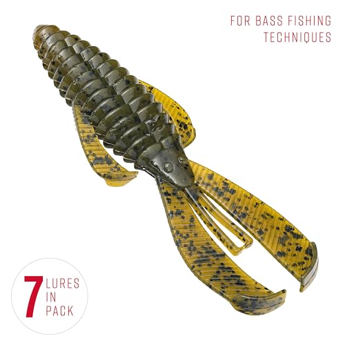 Strike King Rage Bug Fishing Lure, Soft Plastic Grub, Unique Design, Subtle Action - color: Green Pumpkin, size: 4"