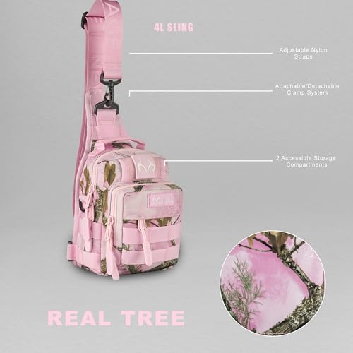 WOLFpak 4L Mini Tactical Sling Bag (Realtree APX Flushing Pink) Compact Crossbody Backpack for Gym, Travel & EDC | Tactical Shoulder Bag with Multiple Pockets Lightweight, Durable Sling Pack - color: Realtree Apx Flushing Pink