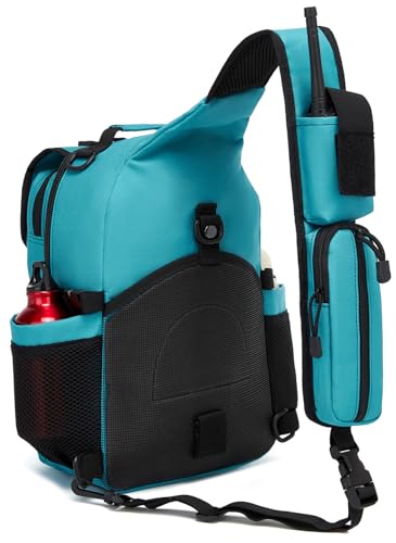 Tactical Sling Crossbody Bag Holster Shoulder Backpack 15L Water Bottle Holder Radio Pouch 6 Elastic Slots for Men Women Hiking Hunting Shooting - color: Light Blue