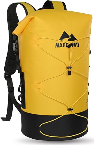 MARCHWAY Floating Roll Top Dry Bag, Flexible Lightweight TPU Waterproof Backpack 20L/30L/40L with Padded Straps for Boating, Kayaking, Swimming, Hiking, Beach (Yellow, 20L) - color: Yellow, size: 20L