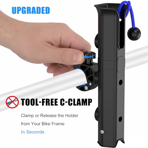 VEXPLO Fishing Rod Holder for Bike, Easy On & Off Fishing Rod Holder for Bicycle, Ebike, Scooter, Moped, Golf Cart, ATV During Pole Transporting