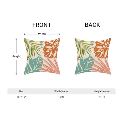 Summer Tropical Leaves Pillow Covers 16x16 Set of 2, Abstract Palm Leaf Outdoor Decorative Throw Pillows Geometric Cushion Case for Home Couch Sofa Decor - color: Summer Tropical Leaves, size: 16" x 16" (Pack of 1)