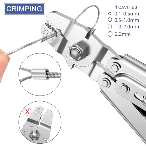 100ft Wire Rope Crimping Tool Kit, Fishing Crimping Tool With 304 Stainless Steel Cable 7x7 Strand Core(1.5mm), 200Pcs 1/16''Aluminum Crimp Loop Sleeves And 20Pcs Wire Rope Stainless Steel Thimble - color: Cable Crimper, 100ft Stainless Steel Cable, 200pc