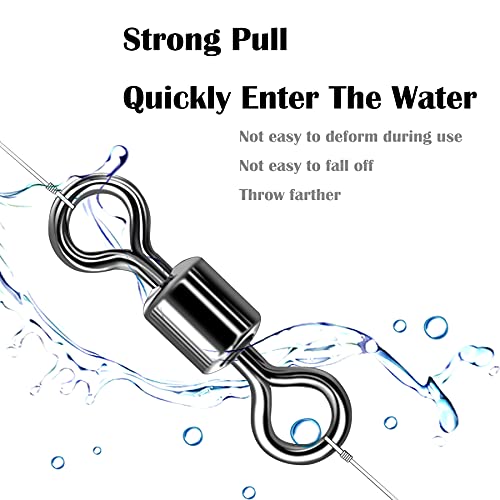Fishing Rolling Swivels Ball Bearing Swivel Snap Connector,Stainless Steel Black Nickel Bearing Swivels Hook line Connector for Saltwater Freshwater Test 29-282lb - size: #4-73lb-100pcs