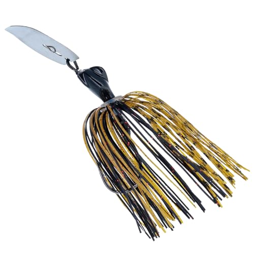 Reaction Tackle Breaker Jigs for Bass Fishing, Bladed Vibrating Swim Jig Lures with Silicone Skirts, Weedless Bait for Pike, Walleye, Muskie - 3 Pack - color: Texas Craw, size: 3/8 Oz