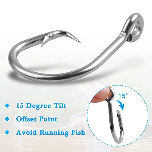Tuna Circle Hooks, Stainless Steel Catfish Circle Hooks Saltwater 2X Strong Short Shank Big Game Hooks for Catfish Bass Tuna Size 8/0-18/0 - size: 11/0 80PCS