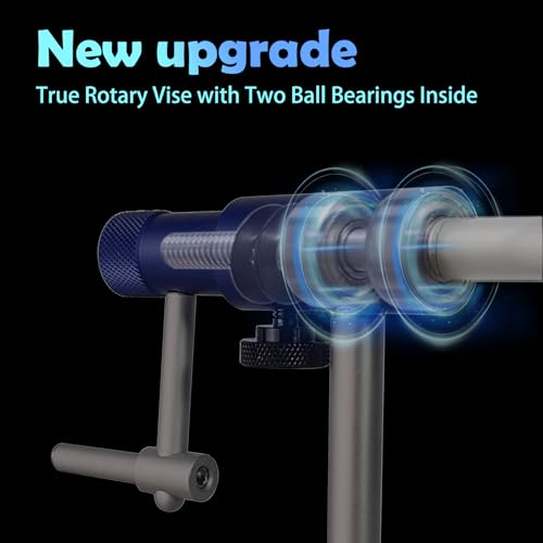 Aventik TrueGrip Fly Tying Vise with 360° Rotary Function – Smooth Ball Bearing System, Adjustable Tension, Durable Hook Jaws (Fits 26 to 4/0) - color: Blue, size: Vise with Clamp & Base