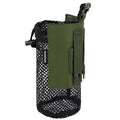BASSDASH Tactical Molle Water Bottle Pouch with Carabiner Foldable Mesh Holder Bag for Travel Fishing Hunting Hiking Outdoor Activities - color: Army Green with Upgraded Molle Straps