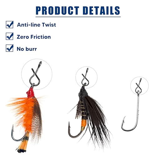 AGOOL Fly Fishing Snap Clips, 100/150pcs Quick Change Lure Clips Micro Fly Swivels Snaps Stainless Steel No Knot Snap Connectors Fly Hook Lure Snap for Flies, Jigs, Lures 3 Sizes - size: Size L-7.7LB-100pcs