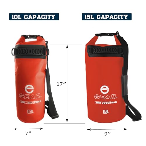 Enthusiast Gear Floating Cooler Bag Roll Top Insulated Dry Backpack – Leak Proof, Collapsible, Waterproof Cooler with Padded Shoulder Strap - Perfect for Kayaking Fishing Beach Hiking -15L - color: Red