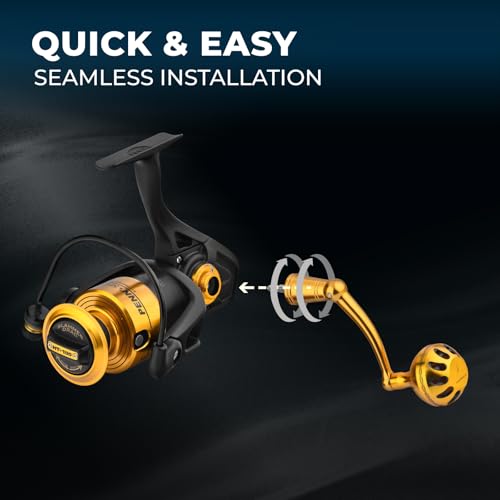 GOMEXUS Power Handle for Penn Spinfisher VI VII Slammer III IV Reel Crank (Make Sure Your Reel Model, Not for All Spinfisher Long Cast/V)-Please Pay Attention to The Adaptation Table - color: Gold, style: For Slammer/Spinfisher 7500-8500 Thread