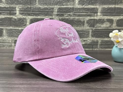 Fishing Baseball Cap for Men Women, Adjustable Embroidered Hat | Fishing Gear, Outdoor Adventure Design, Precision Embroidery Craft, One Size Adjustable Fit - color: Aunt (Washed Pink)