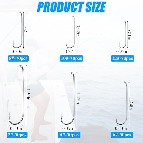 200pcs Fly Hooks for Fly Tying Dry Wet Barbless Nymph Flies Curved Fly Fishing Hooks IGN Carbon Steel Long Shank Jig Hook with Tackle Box 2# 4# 6# 8# 10# - color: Silver, size: 10# - 200 Pack