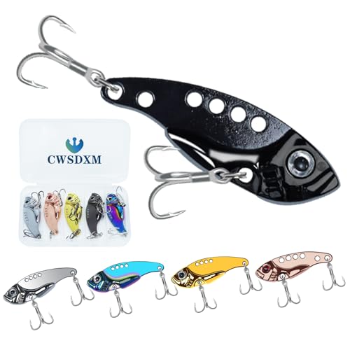 VIB Metal Lures Zinc Alloy Fishing Blade Spinner Bait with Treble Hooks Fishing Spoons Lures Pack of 5 - color: Blade Lures-B, size: 5g