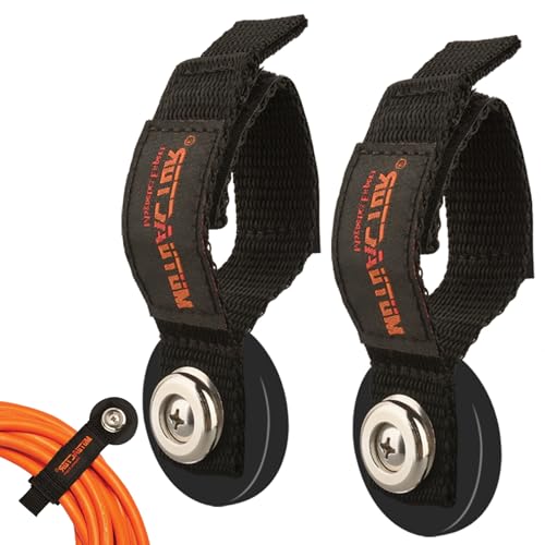 MUTUACTOR Strong Magnetic Hooks,Non-Slip Magnetic Mount Hooks Heavy Duty for Hanging,2PCS Anti-Scratch Garage Storage Hooks Adjust Cable for Garden Hoses Universal Rope Cordless Drills RVs Equipments - style: 1.7in Magnet-Strape 2PCS