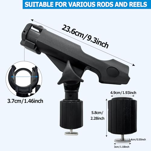 LBW Kayak Fishing Rod Holder Track Mount, Universal T-Shaped Screw Mounted on Rail for Kayak, Canoe, Boat Fishing Rod Holder, Kayak Pole Holder No Track 2 Pack