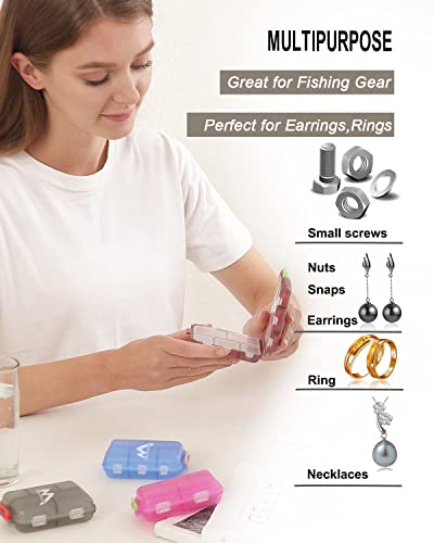 4PS Travel Pill Organizer with 164 Slice Labels，10 Compartments Travel Pill Box Portable Folding Small Pill Case Daily Pill Container Used for Carry Storage Medicine Organizer By M MUchengbao (White) - color: White