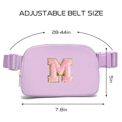 Gitus Belt Bag Fanny Pack Crossbody Bags with Initial Letter Patch Cute Stuff Birthday Gifts for Teenager Girls Trendy Preppy Stuff for Teen Girls Cool Stuff for Teens (Lavender-M) - color: Lavender, style: M