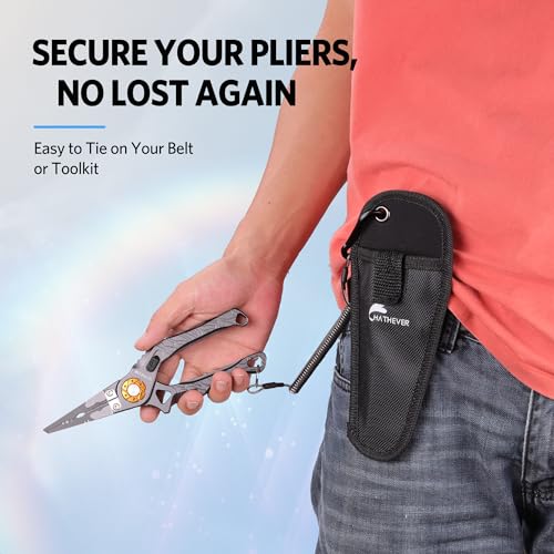 Saltwater Fishing Pliers, Split Ring Pliers for Fishing with Safety Lock, Fish Pliers with Sheath and Lanyard, Fishing Gifts for Men - color: D-gray