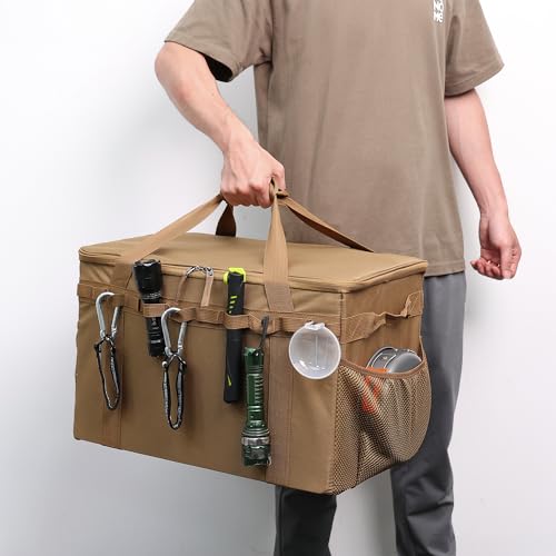 Tactical Camping Storage Bag - 46L Utility Tote Bag Trunk Organizer (Coyote Brown) - color: Coyote Brown