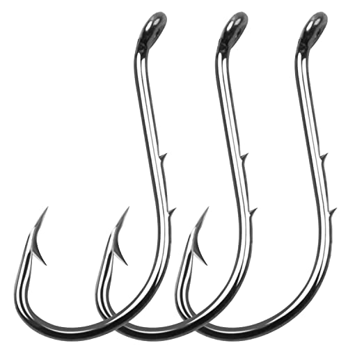 Octopus Baitholder Fishing Hooks, Sharp Barbed Beak Fish Hooks Black High Carbon Steel Circle Jig Hook, Size: 8# - 6/0, 50/100pcs - size: 2#-50PCS