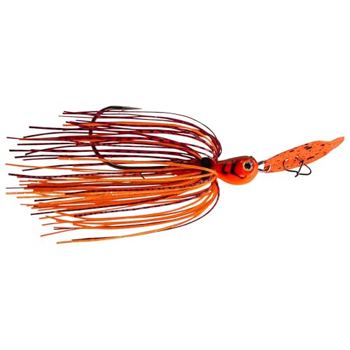 Strike King Thunder Cricket Fishing Lure, Vibrating Swim Jig, Silver Blade, 4/0 Jungle-Style Flipping Hook - color: Fire Craw, size: 3/4 oz