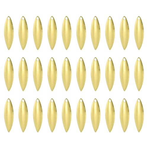 PATIKIL Fishing Lure Blades Willowleaf Lure Making for DIY Bait - color: Golden, size: 1.3"x0.4"