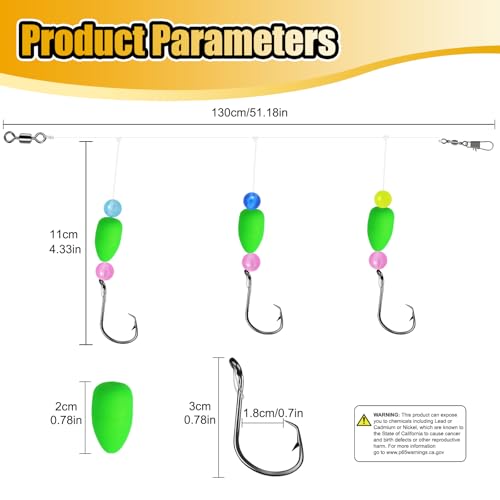 Pompano Rigs for Surf Fishing, 5/10 PCS Pre-Tied Saltwater Fishing Rigs with Triple 3/0 Circle Hooks, Pompano Floats Surf Fishing Tackle - size: 5-pcs