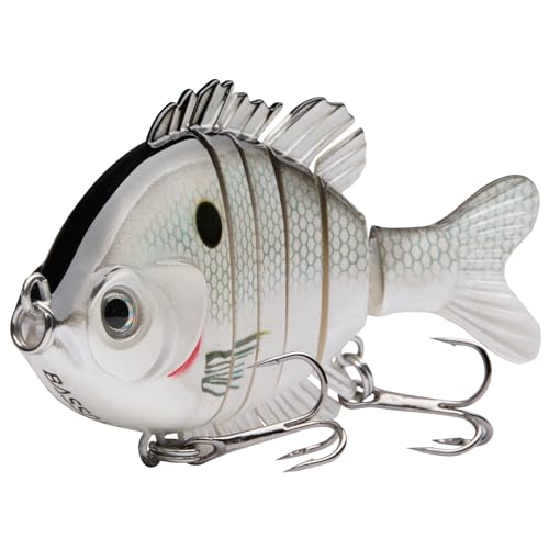 BASSDASH SwimPanfish Multi Jointed Panfish Bluegill Swimbaits Hard Topwater Bass Lures Fishing Lure Crank Saltwater 3.5in/0.85oz - color: White Shad