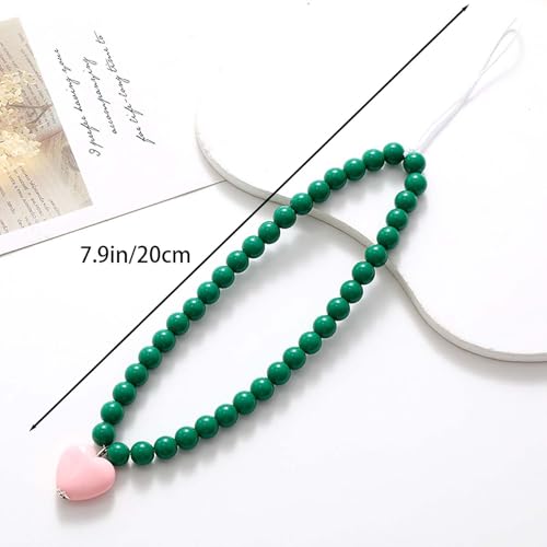 Beaded Phone Lanyard Wrist Strap Phone Charms Fixed Beads Pearl Chain - color: PC-hdj-2